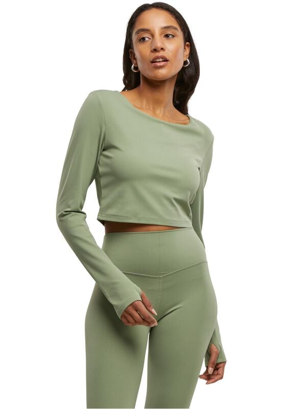 rock revival "Ladies' Cropped Sports Top" Long-sleeve Shirt green by Urban Classics