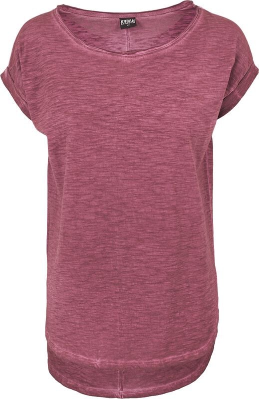Rock Revival "Ladies Long Back Shaped Spray Dye Tee" T-Shirt Burgundy By Urban Classics