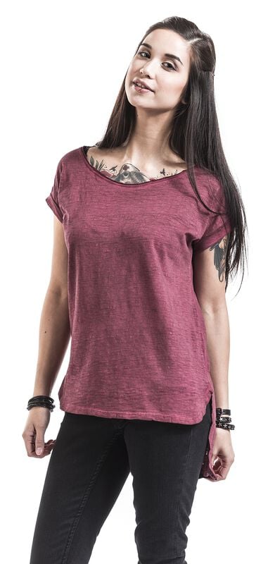 rock revival "Ladies Long Back Shaped Spray Dye Tee" T-Shirt burgundy by Urban Classics