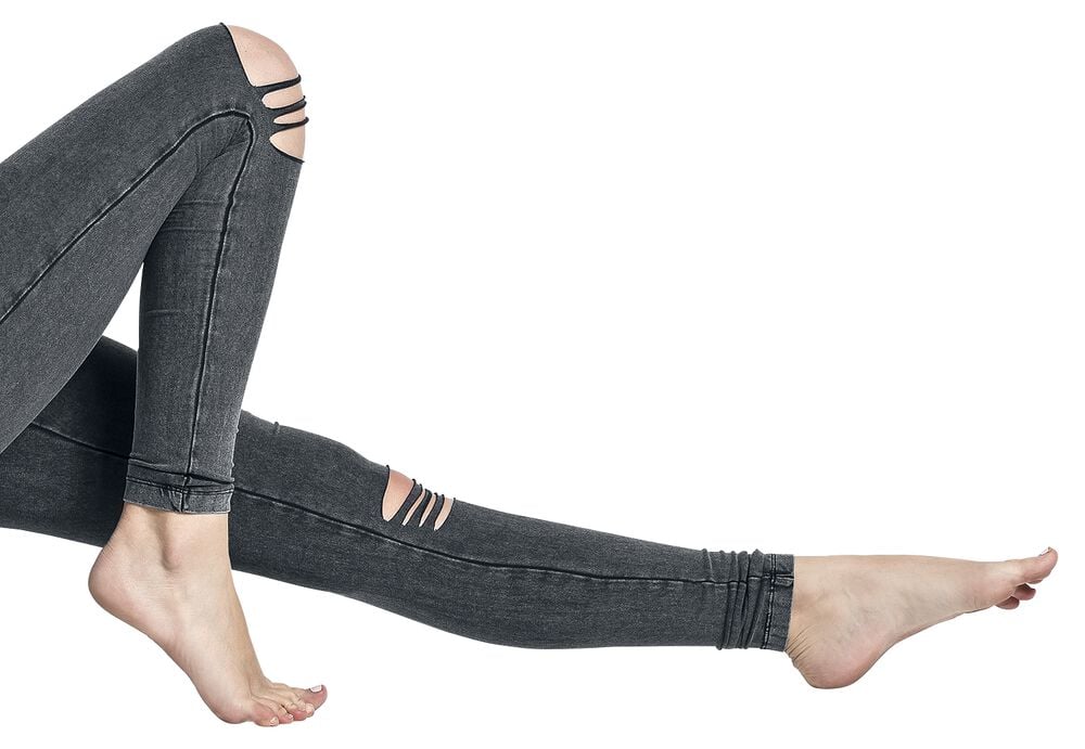 Rock Revival "Ladies Slashed Knee Leggings" Leggings Mottled Grey By Urban Classics