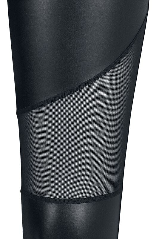 Rock Revival "Ladies Tech Mesh Faux Leather Leggings" Leggings Black By Urban Classics
