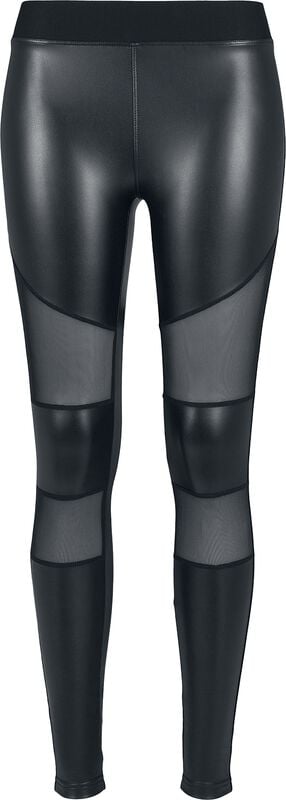 rock revival "Ladies Tech Mesh Faux Leather Leggings" Leggings black by Urban Classics