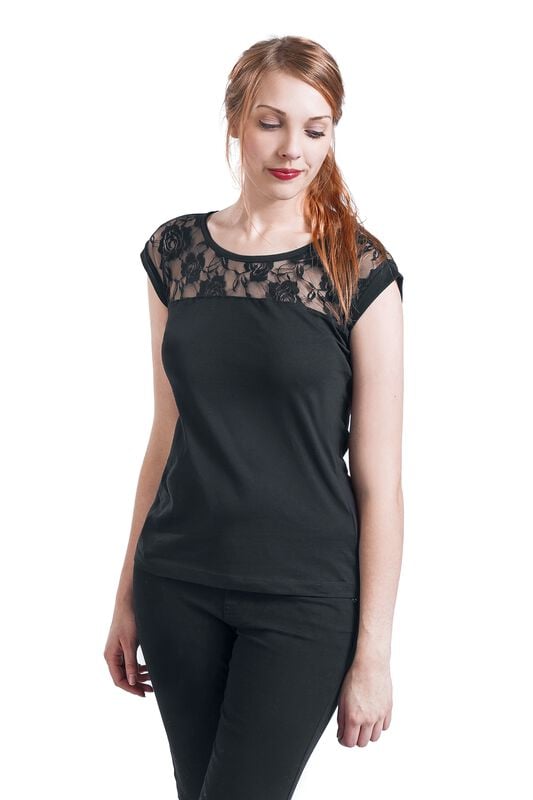 rock revival "Ladies Top Laces Tee" T-Shirt black by Urban Classics