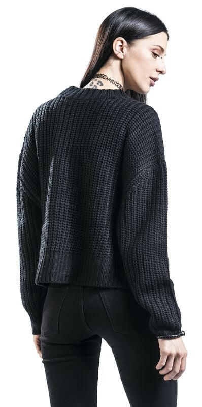 Rock Revival "Ladies Wide Oversize Sweater" Knit Jumper Black By Urban Classics