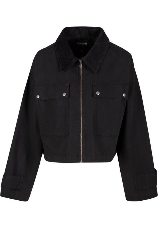 rock revival "Ladies' Workwear Cropped Cotton Jacket" Mid-Season Jackets black by Urban Classics