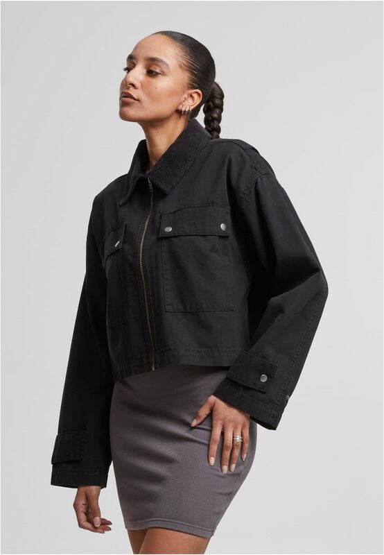 rock revival "Ladies' Workwear Cropped Cotton Jacket" Mid-Season Jackets black by Urban Classics