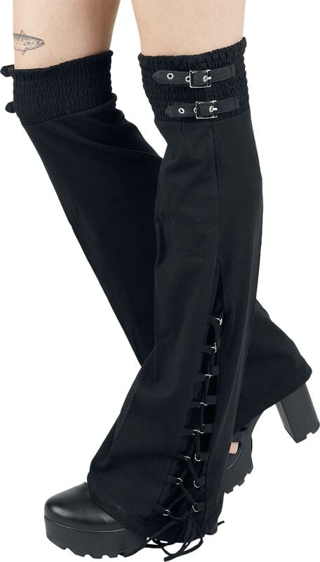 Rock Revival "Leg Warmers With Lacing And Buckles" Knee Socks Black By Gothicana By EMP