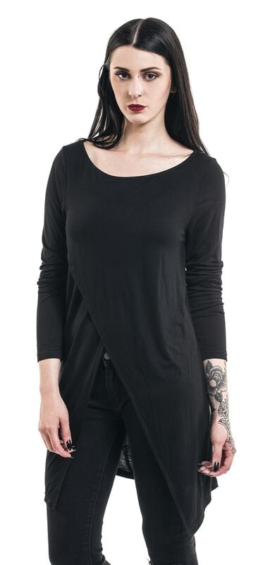 rock revival "Long Asymmetric Longsleeve" Long-sleeve Shirt black by Forplay