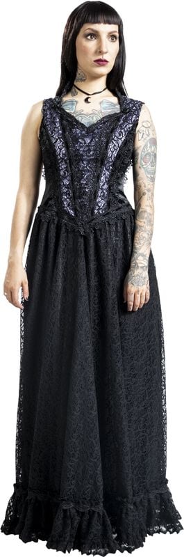 Rock Revival "Long Gothic Dress" Maxi Dress Black-lilac By Sinister Gothic