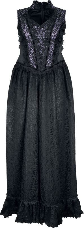 rock revival "Long Gothic Dress" Maxi Dress black-lilac by Sinister Gothic
