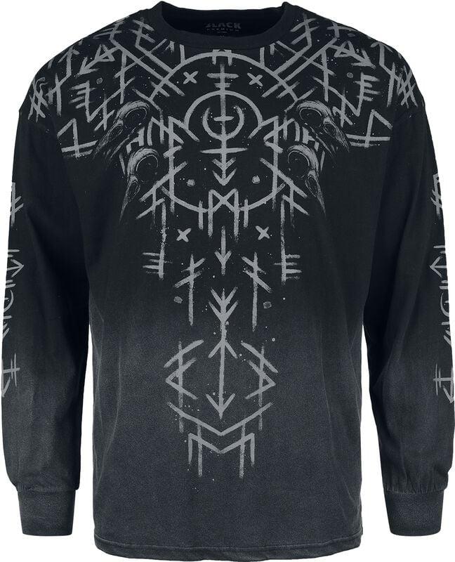 rock revival "Long sleeve with runes print" Long-sleeve Shirt black-grey by Black Premium by EMP