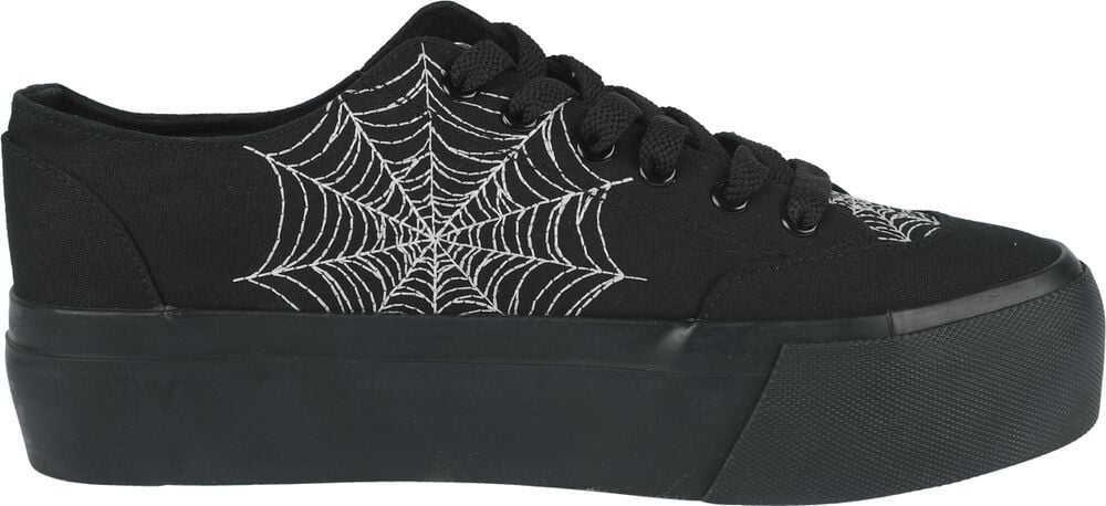 Rock Revival "LowCut Plateau Trainers With Spiderweb Embroidery" Sneakers Black By Gothicana By EMP