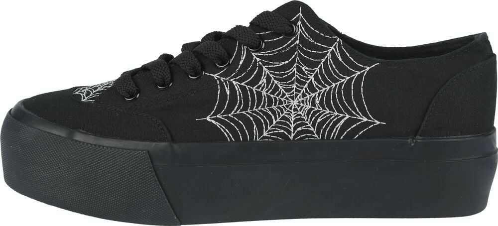 Rock Revival "LowCut Plateau Trainers With Spiderweb Embroidery" Sneakers Black By Gothicana By EMP