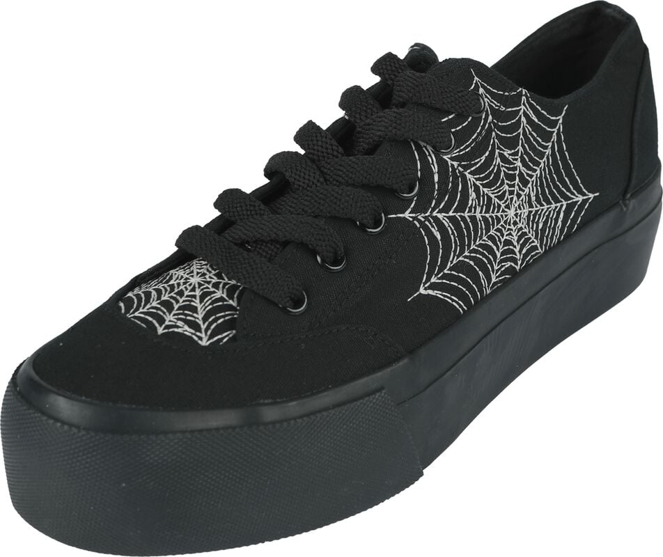 rock revival "LowCut Plateau Trainers With Spiderweb Embroidery" Sneakers black by Gothicana by EMP