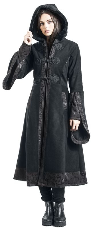 rock revival "Luella Coat" Coat black by Poizen Industries