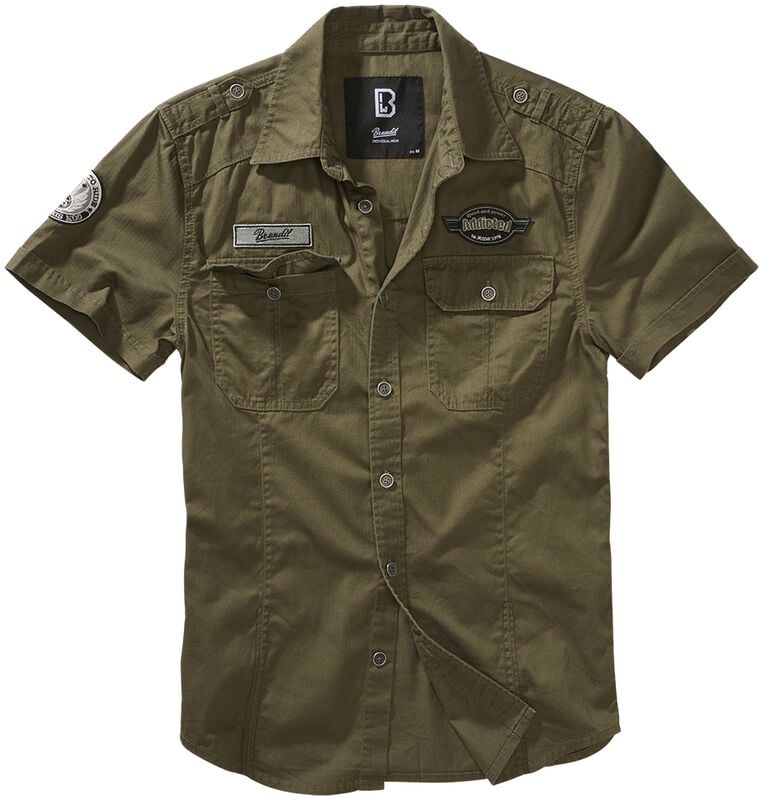 rock revival "Luis Vintage Shirt Short Sleeve" Short-sleeved Shirt olive by Brandit