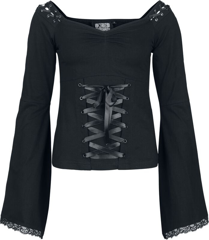 rock revival "Maelys Top" Long-sleeve Shirt black by Poizen Industries