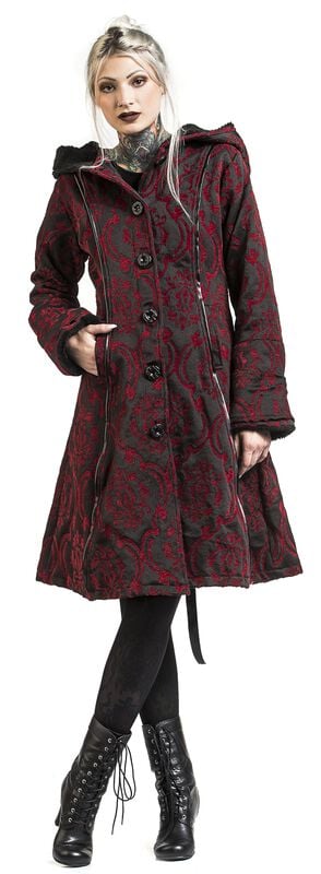 rock revival "Mansion Coat" Coat red-black by Poizen Industries