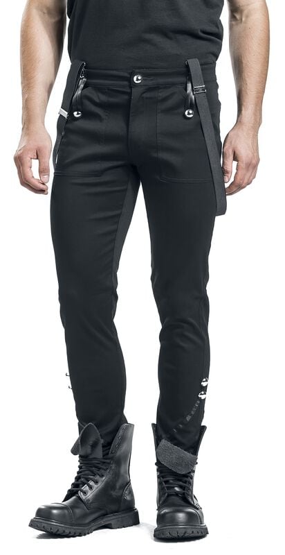 Rock Revival "Military Drummer Trousers" Cloth Trousers Black By Banned Alternative