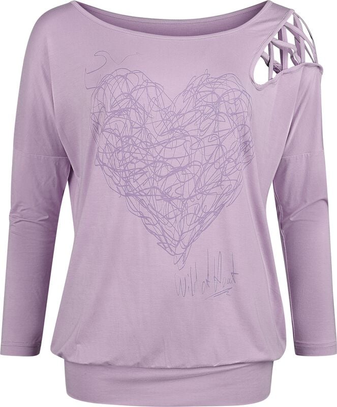 rock revival "Modern Art Heart" Long-sleeve Shirt lilac by Full Volume by EMP