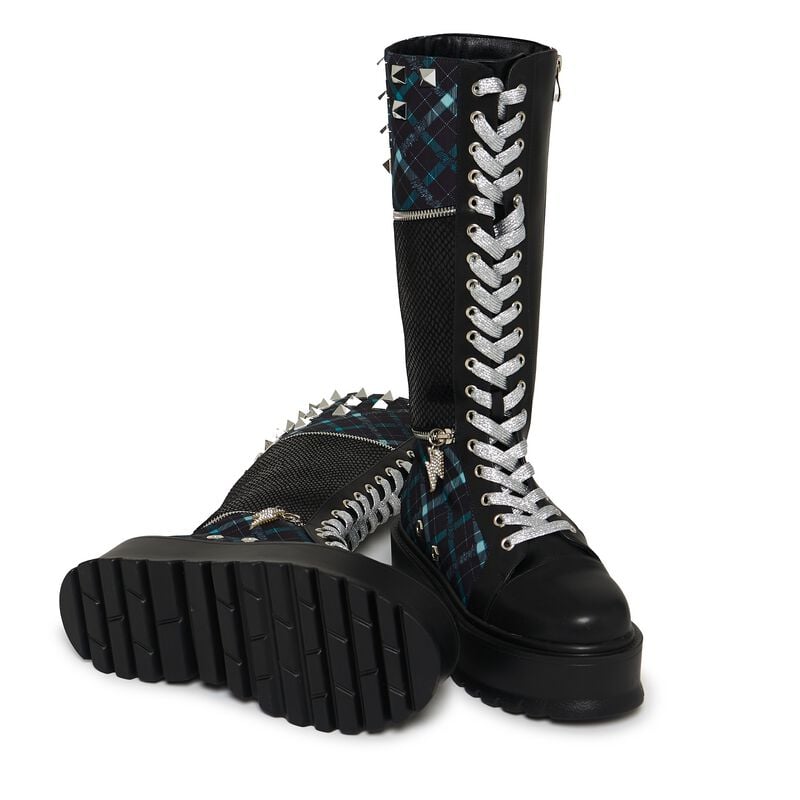 Rock Revival "Monster High - Frankie Stein Firecracker Platform Boots" Laced Boots Black-green By KOI