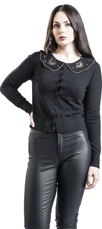 rock revival "Moon Phase Cat Emb Cardigan" Cardigan black by Voodoo Vixen