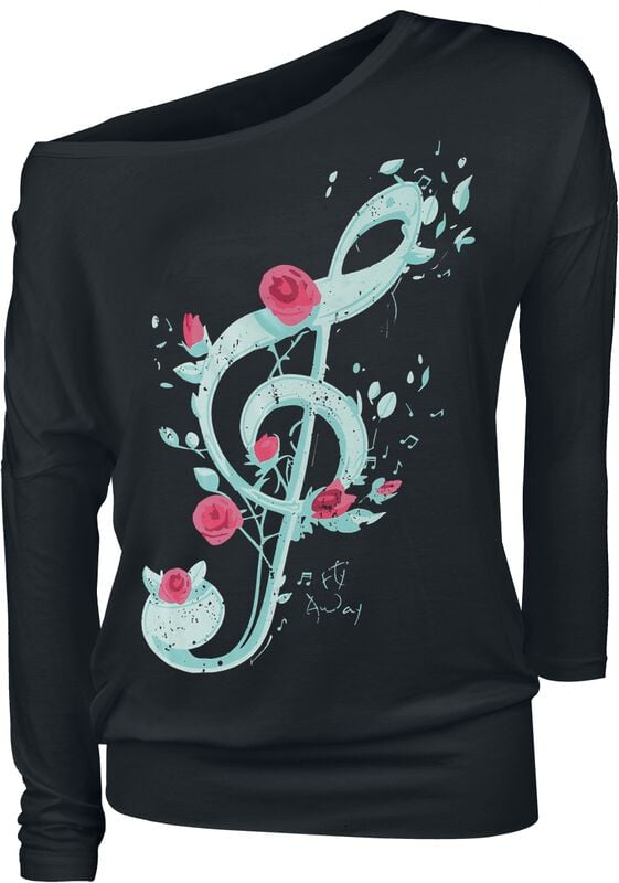 rock revival "Music and Roses" Long-sleeve Shirt black by Full Volume by EMP