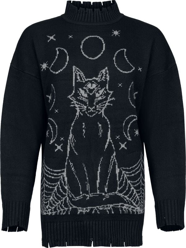 rock revival "Mystic Cat - Oversized Jumper" Knit jumper black-grey by Jawbreaker