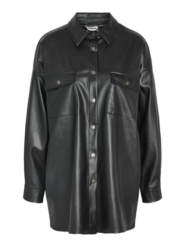 rock revival "NMFLANNY L/S OVERSIZE PU SHIRT NOOS" T-Shirt black by Noisy May