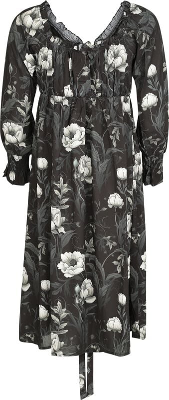 Rock Revival "Nocturne Nights - Ivory'S Chorus Midi Dress" Midi Dress Black By Killstar