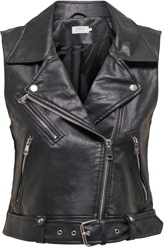 Rock Revival "Onlvera Faux Leather Waistcoat" Vest Black By Only