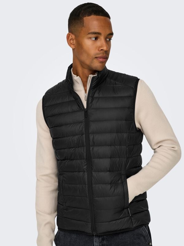 rock revival "ONSGAVIN LIFE LIGHT QUILTED ZIP VEST OTW" Vest black by ONLY and SONS