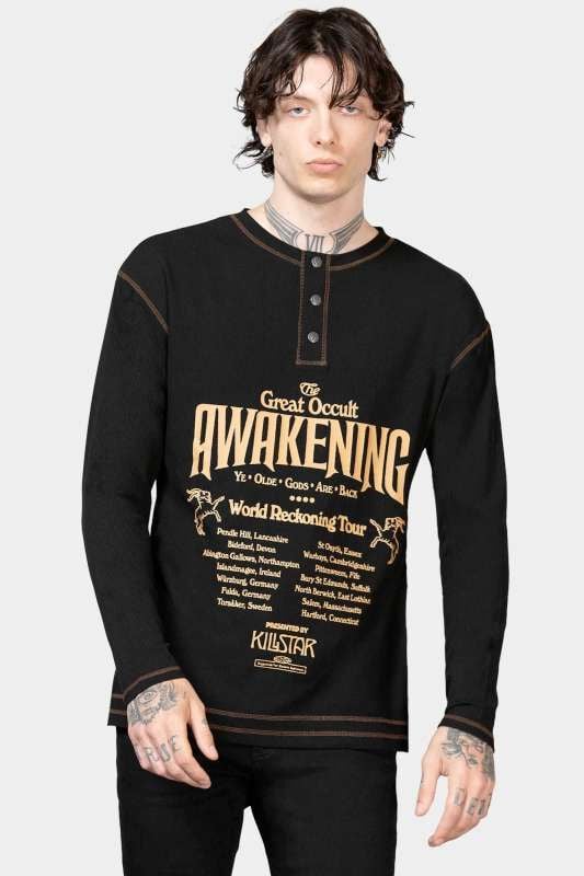 Rock Revival "Otherworlds Henley Top" Long-sleeve Shirt Black By Killstar