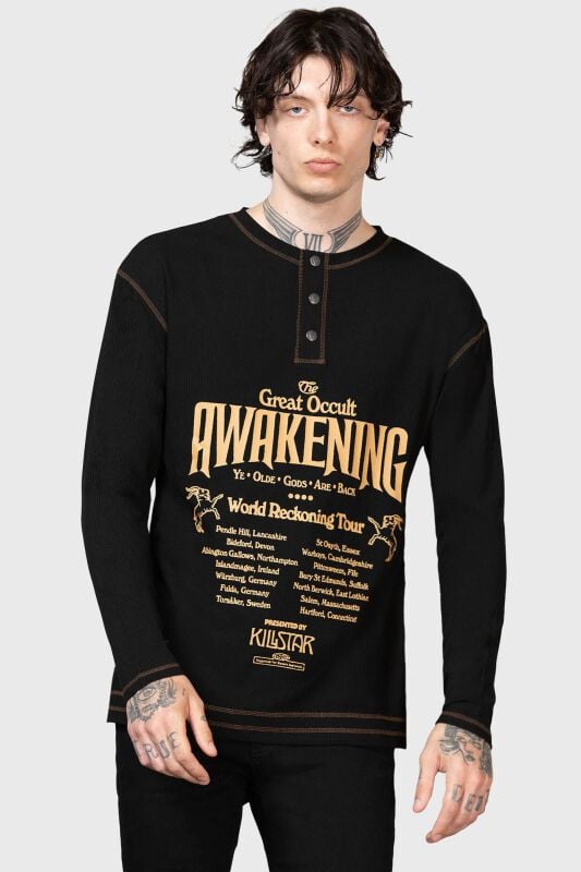 rock revival "Otherworlds Henley Top" Long-sleeve Shirt black by Killstar