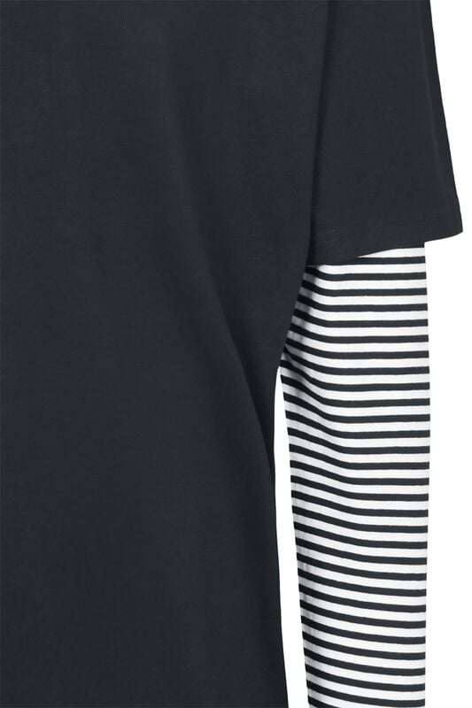Rock Revival "Oversized Double Layer Striped LS Tee" Long-sleeve Shirt Black-white By Urban Classics