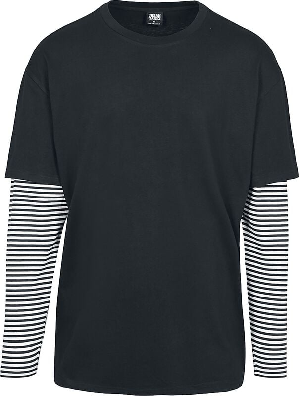 rock revival "Oversized Double Layer Striped LS Tee" Long-sleeve Shirt black-white by Urban Classics