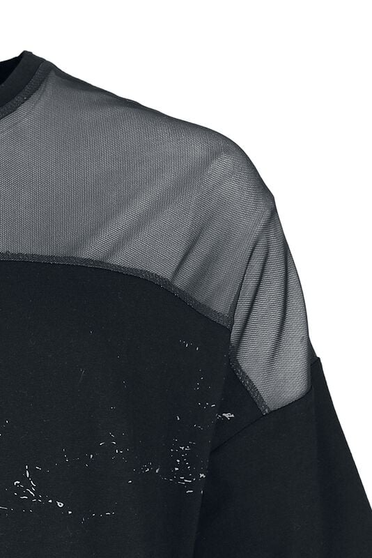 Rock Revival "Oversized T-shirt With Mesh & Skull Print" T-Shirt Black By Black Premium By EMP