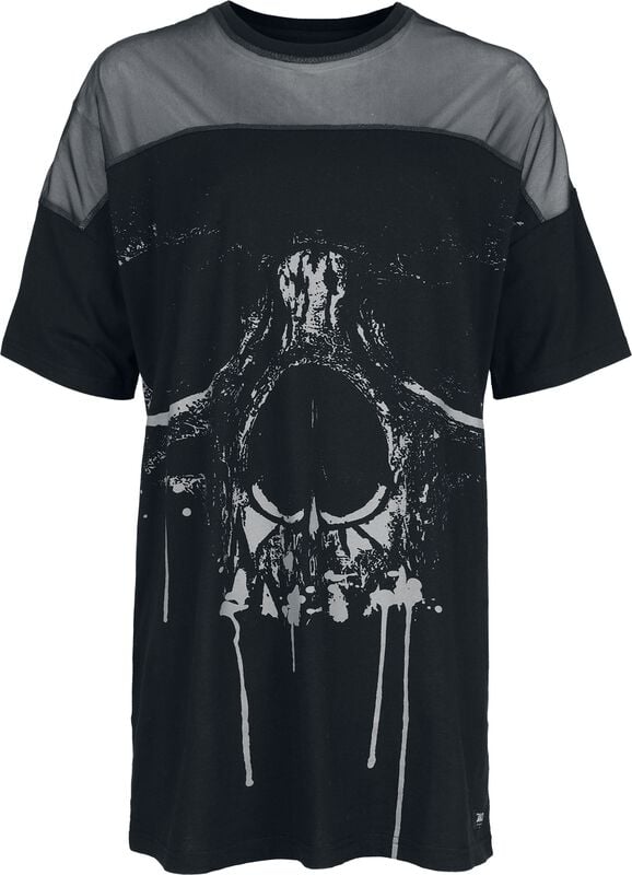 rock revival "Oversized T-shirt with Mesh & Skull print" T-Shirt black by Black Premium by EMP