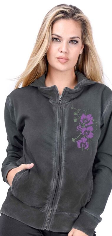 Rock Revival "Pink Orchids - Women's Hoodie (Oil Dye)" Hoodie Jacket Anthracite By Outer Vision