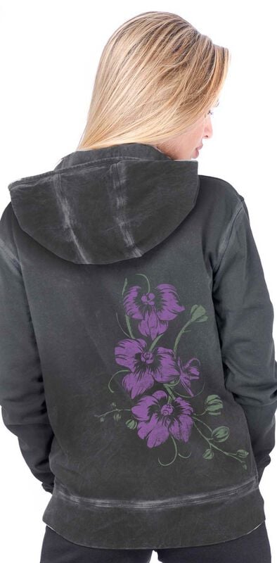 Rock Revival "Pink Orchids - Women's Hoodie (Oil Dye)" Hoodie Jacket Anthracite By Outer Vision