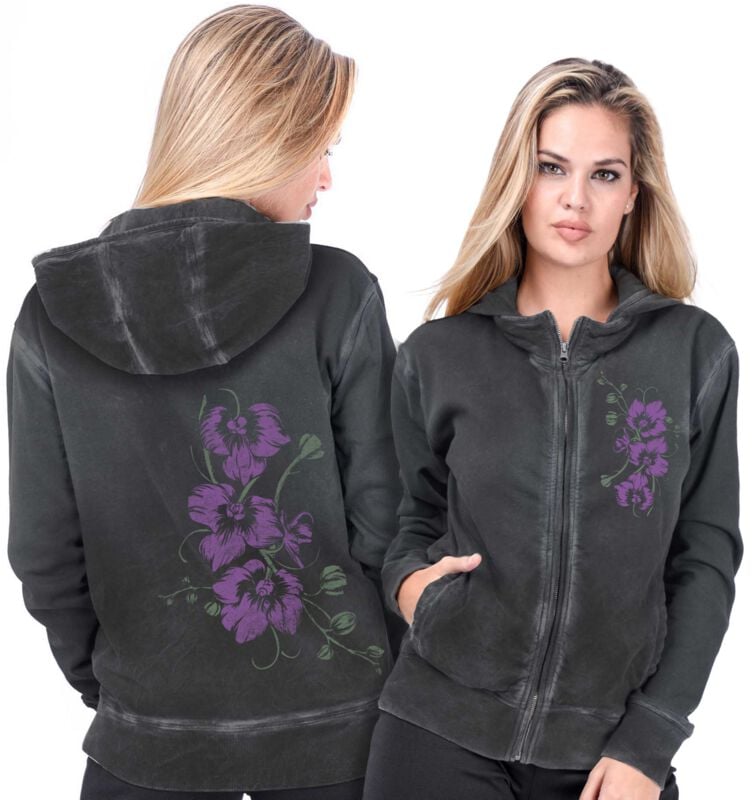 rock revival "Pink Orchids - Women's Hoodie (Oil Dye)" Hoodie Jacket anthracite by Outer Vision