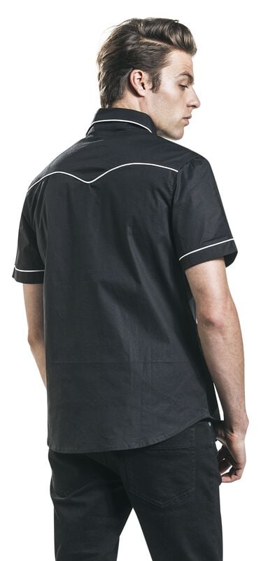Rock Revival "Plain Trim" Short-sleeved Shirt Black-white By Banned Alternative