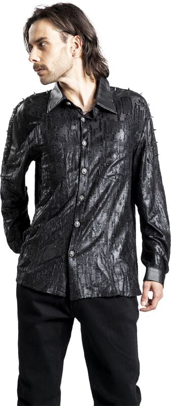 Rock Revival "Punk Handsome Spiked Shirt" Longsleeve Black By Punk Rave