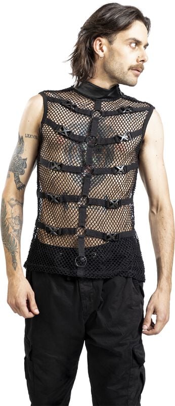 Rock Revival "Punk Personalised Mesh Waistcoat" Tanktop Black By Punk Rave