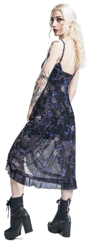 Rock Revival "Purple Night Crows Mesh Midi Dress" Midi Dress Multicolour By Jawbreaker
