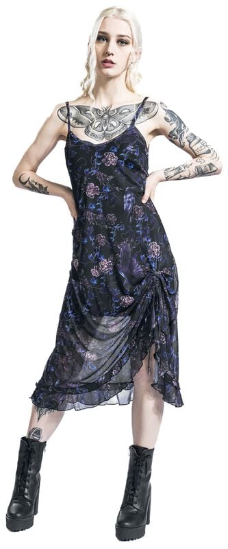 rock revival "Purple Night Crows Mesh Midi Dress" Midi Dress multicolour by Jawbreaker