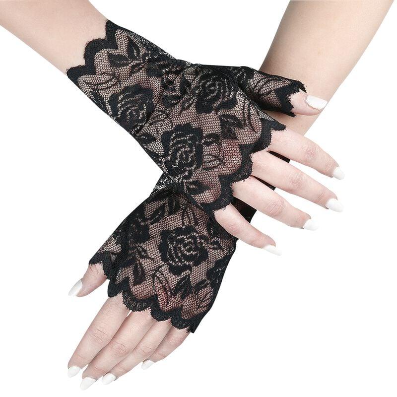 rock revival "Ramona Lace Gloves" Fingerless gloves black by Banned Alternative