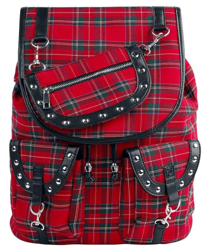 Rock Revival "Red Tartan - Bundle" Backpack Black-red By Banned Alternative