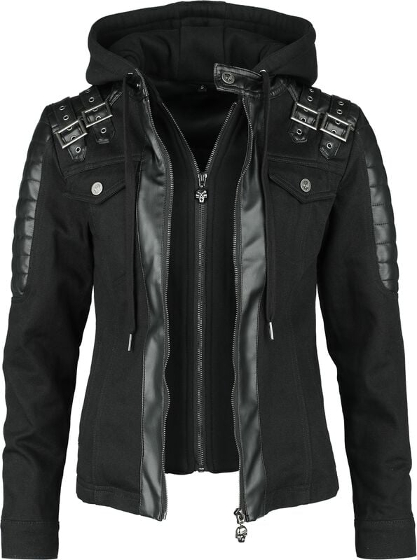 Rock Revival "Road Tripping" Imitation Leather Jacket Black-grey By Rock Rebel By EMP