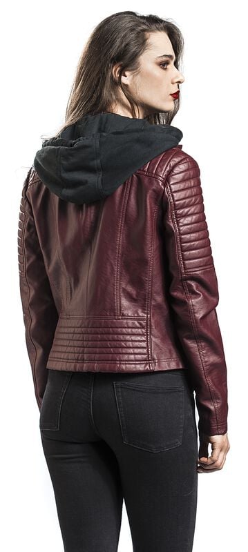 Rock Revival "Road Tripping" Imitation Leather Jacket Dark Red By Black Premium By EMP